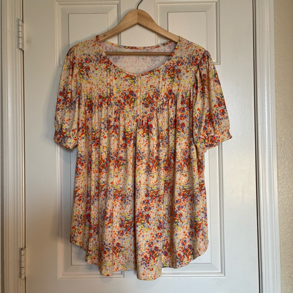 Colorful Floral Women's Soft and Stretchy Blouse